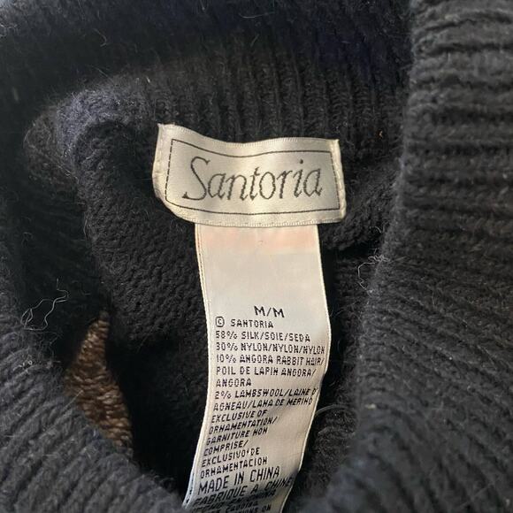 Vintage Santoria Silk Angora Rabbit Hair Blend Sweater Floral Paisley Stripe - Picture 6 of 7